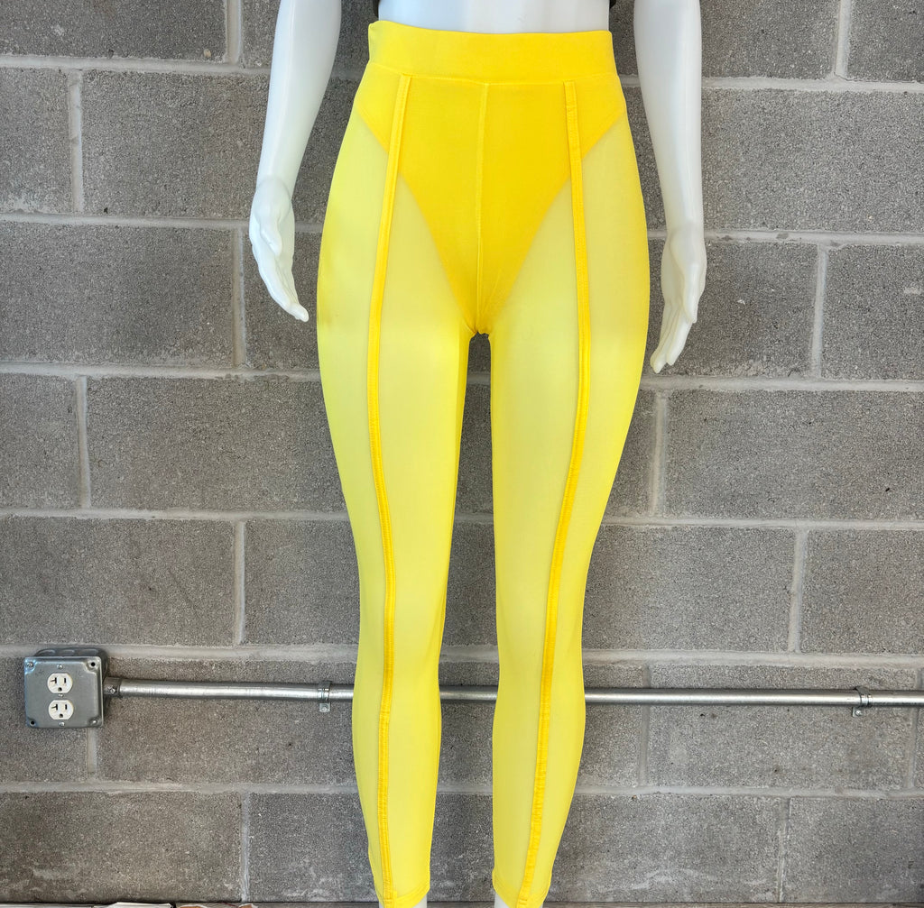Yellow Mesh Leggings