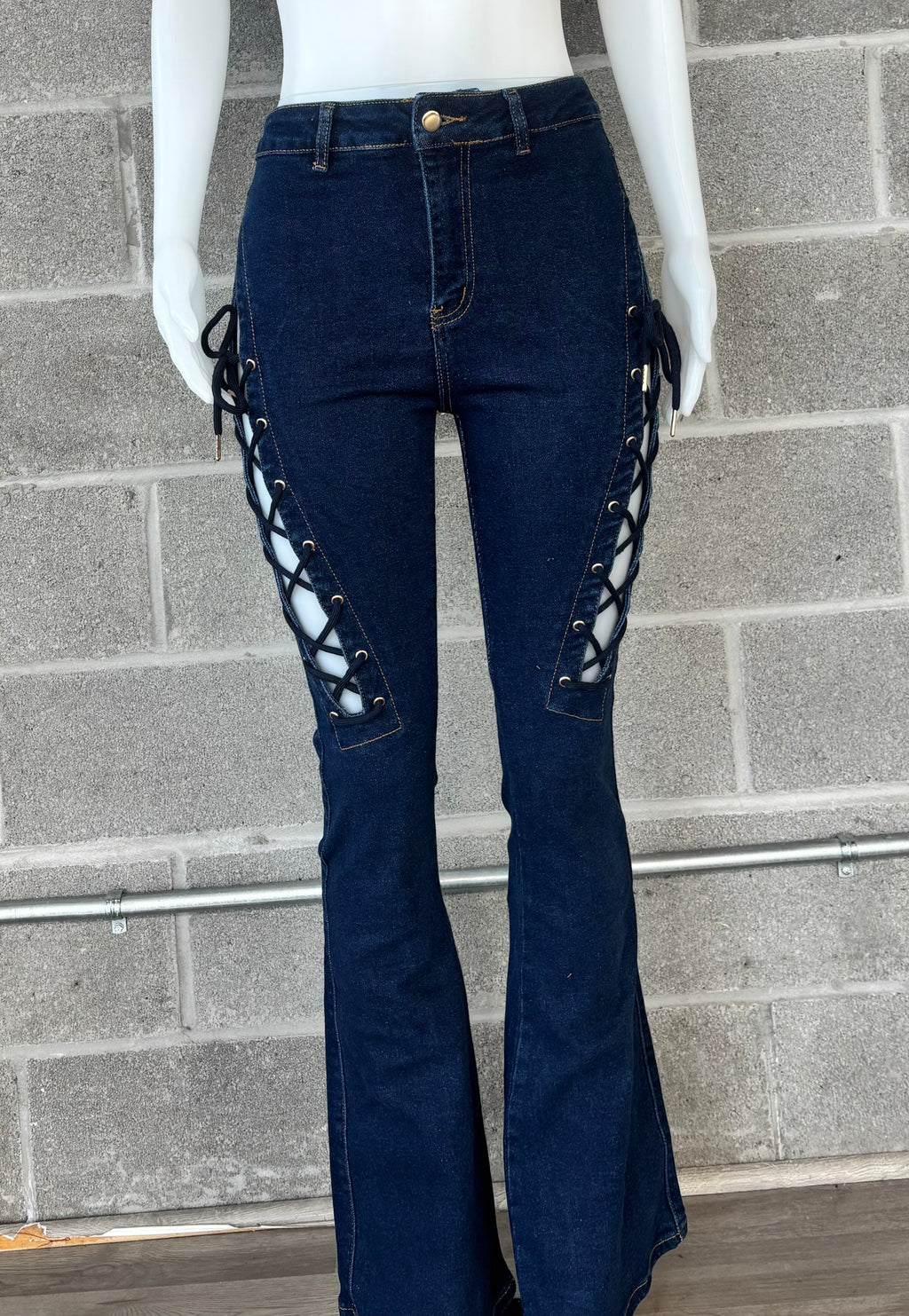Lace Up Flare Jeans