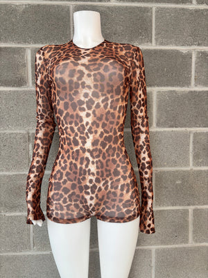 Leopard Mesh Romper
