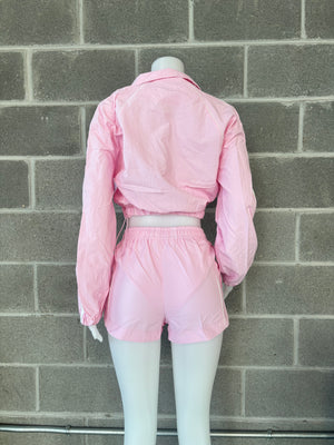 Pink Track Short Set