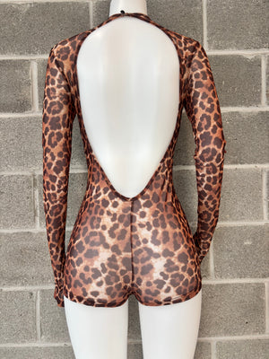 Leopard Mesh Romper