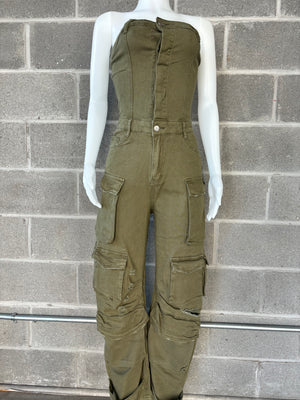 Olive Cargo Jumpsuit