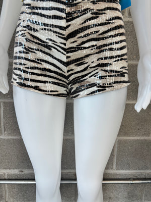Zebra Sequin Shorts