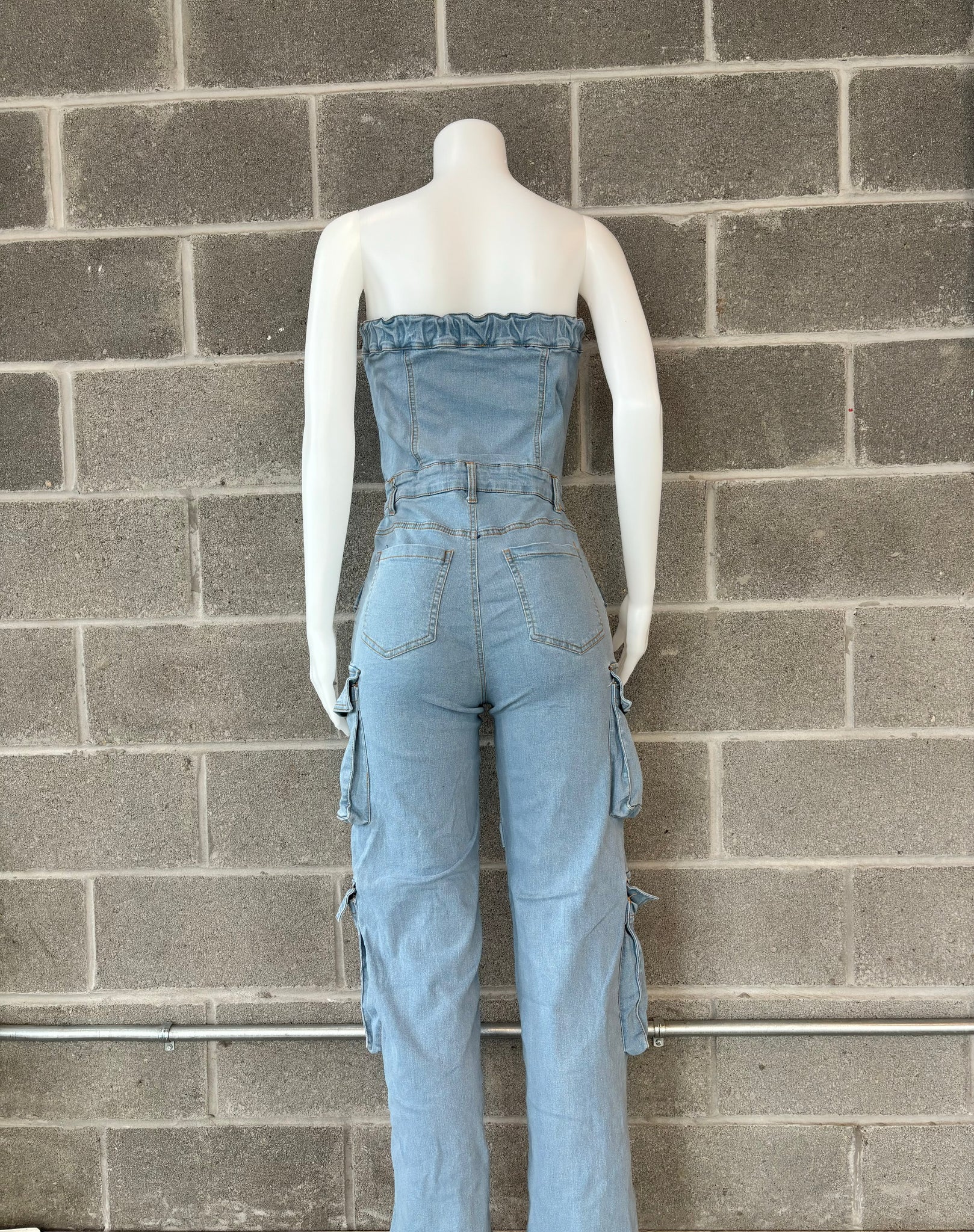 Light Blue Cargo Jumpsuit